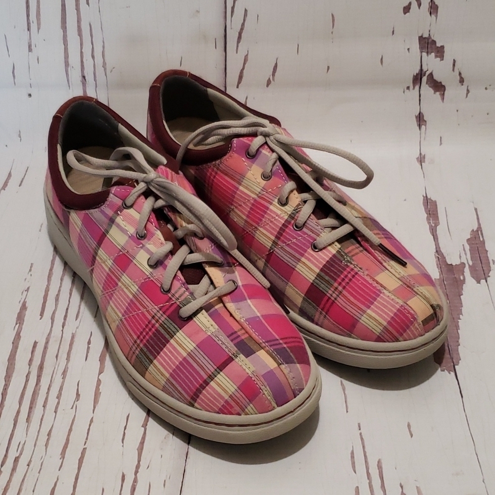 DANSKO Brandi Pink Plaid Madras Sneakers Fabric Lace Up Women's EUR 40 - Picture 2 of 7